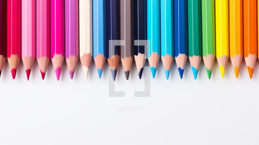 Set of colored pencils lined up Generative AI