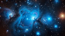 Photo concept of the Pleiades Open Cluster, emphasizing its bright stars and reflection nebulae Generative AI