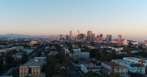 Drone Shot Los Angeles Dynamic Orbit Establishing Shot Drone City America Cali California Golden Hour Sunset