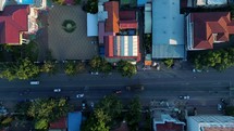 Aerial Crowded Streets Flying View Footage South East Asian 4K