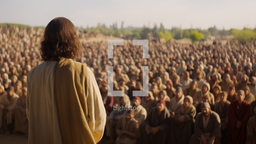 Jesus preaching to his followers 
