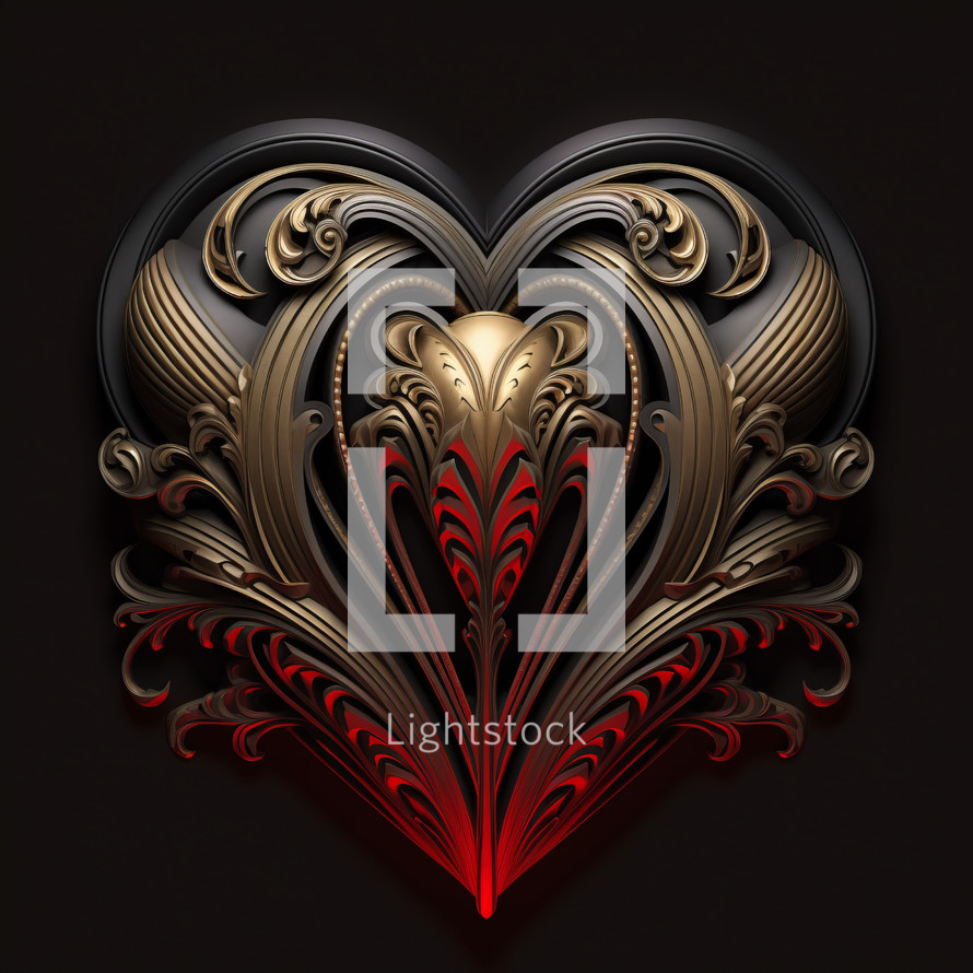 Heart emblem crest with industrial steampunk style.