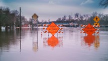 Flood Breaking News Hurricane Flooded Road Natural Disaster Victims - Storms, Climate Changing, Global Warming 4K