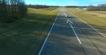 Aerial Footage Airport Plane Taxiing On Runway Small Airplane 
