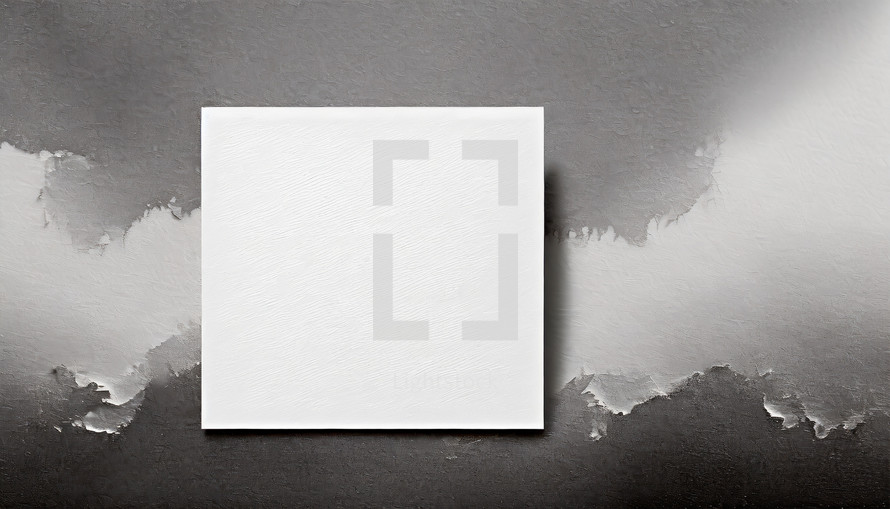 gray watercolor effect surrounds a square piece of white paper that awaits your text or image - tint the background with your editing skills