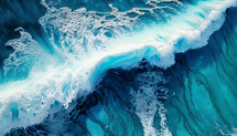 aerial view of an ocean wave in beautiful blue and white