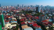 Aerial Establishing Phnom Penh Cambodia Crowded Streets, Footage South East Asian 4K