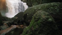 Slow Motion Waterfall in Tropical Jungle: Beautiful Scenery in Thailand