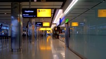 4K Airport Terminal Jib Shot London Hethrow Marker A 19 Departures Slider Shot Termanal Airport 