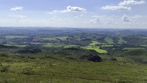 Drone orbits to the left over picturesque hiking trail in Minas Gerais, Brazil