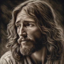 Portrait of Jesus in artistic drawing 