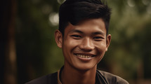 Portrait of mid adult asian jungle man looking at camera