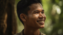 Young Asian man in Village Smilling 