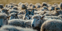 Wolf among sheep, sermon on the mount 

"Beware of false prophets, who come to you in sheep's clothing, but inwardly they are ravenous wolves." Matthew 7:15-20