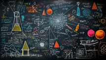 A chalkboard filled with formulas representing the education. Back to school
