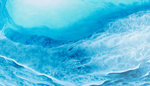lively turquoise blue and white abstract painting effect of waves in the ocean