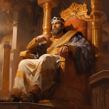 The mighty king david on his throne