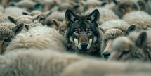 Wolf among sheep, sermon on the mount "Beware of false prophets, who come to you in sheep's clothing, but inwardly they are ravenous wolves." Matthew 7:15-20