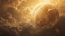 Conceptual image of Venus, showcasing its cloudy atmosphere and surface details from an elevated viewpoint Generative AI
