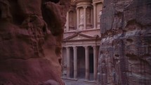 Treasury Building Carved In A Sandstone Cliff In Petra, Jordan