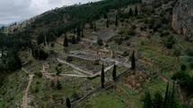 Aerial View Of Archaeological Site Of Ancient Delphi, Site Of Temple Of Apollo