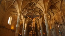 a crucifix at the Manueline 16th century Hieronymites Monastery, Mosteiro dos Jeronimos, in Lisbon, Portugal