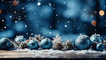Christmas Winter Background With Snow and Balls