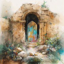 Artistic Painting of the Empty Tomb of Jesus
