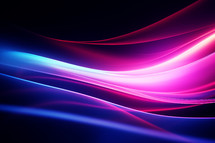 AI generated image. Abstract futuristic background with magenta and blue glowing waves