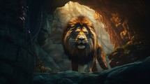 Lion in his den