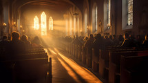 People gathered in prayer in a Christian church