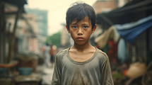 Poor young Asian boy Portrait