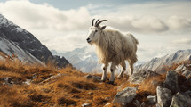 Goat on a mountain in the wilderness