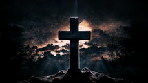 Silhouette of a cross with light from behind 