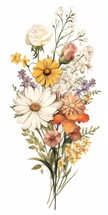 A beautifully curated bouquet of wildflowers set on a white background, Generative AI