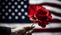 Red rose to symbolize the fallen and American veterans