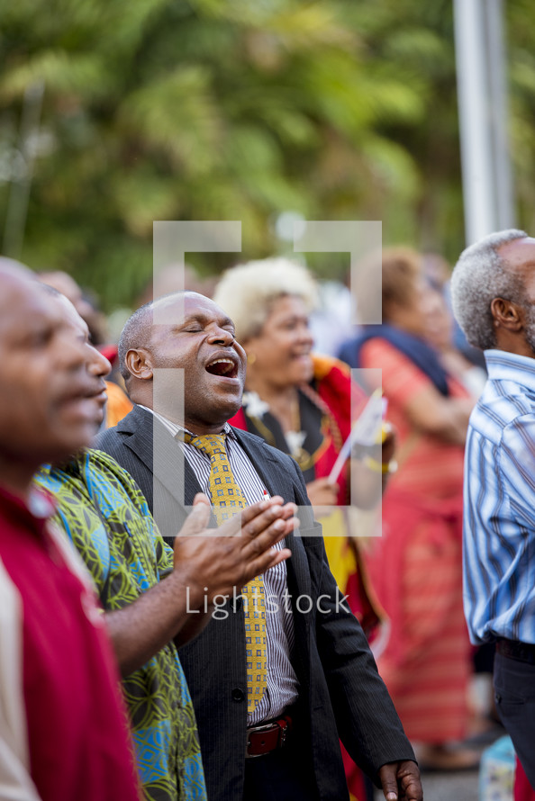 singing during a worship service 