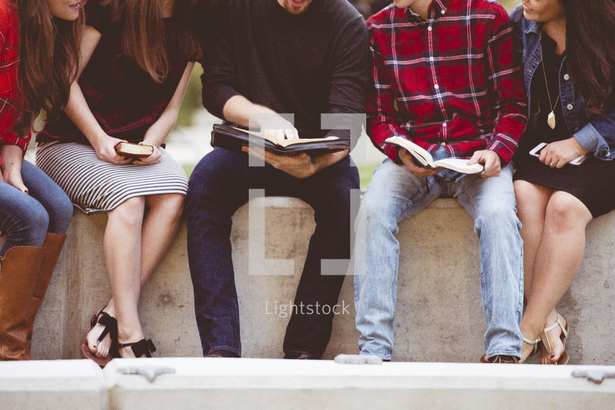 group Bible study outdoors 