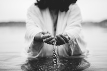 Jesus standing in water 