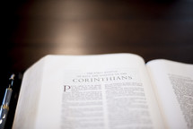 Bible opened to Corinthians 