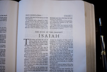 Bible opened to Isaiah 
