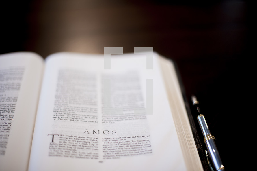 Bible opened to Amos 