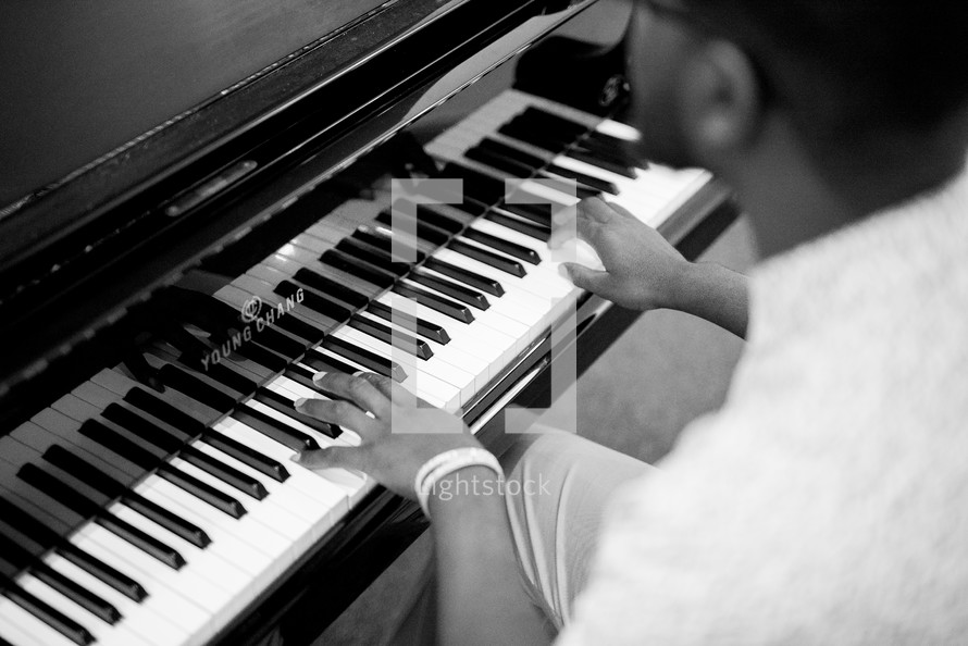 man playing a piano 