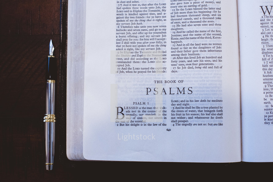 Bible opened to Psalms 