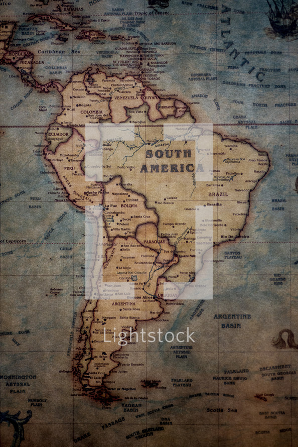 old map of South America 