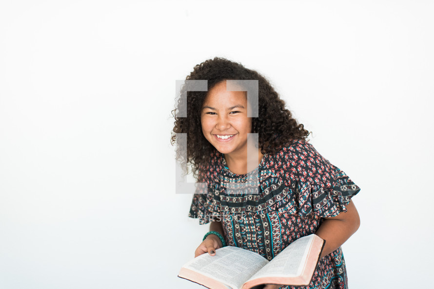 teen girl with a Bible 