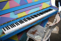 Colourful rugged street piano