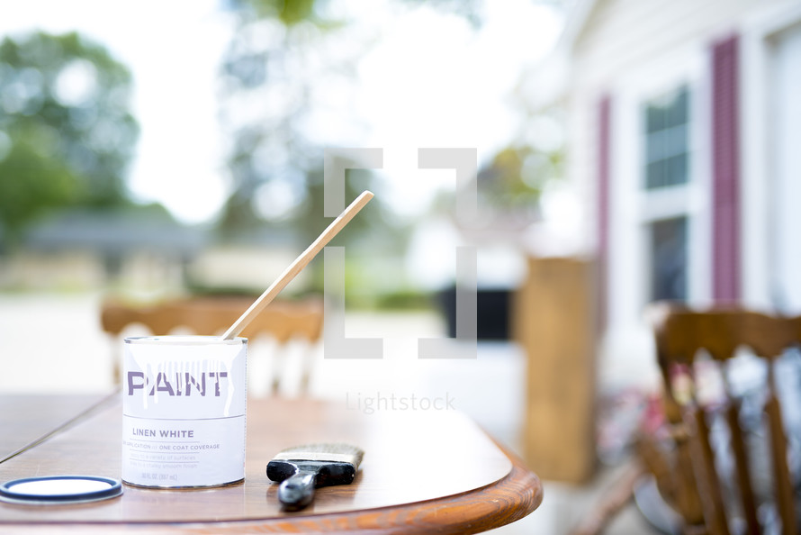 can of paint on a table 