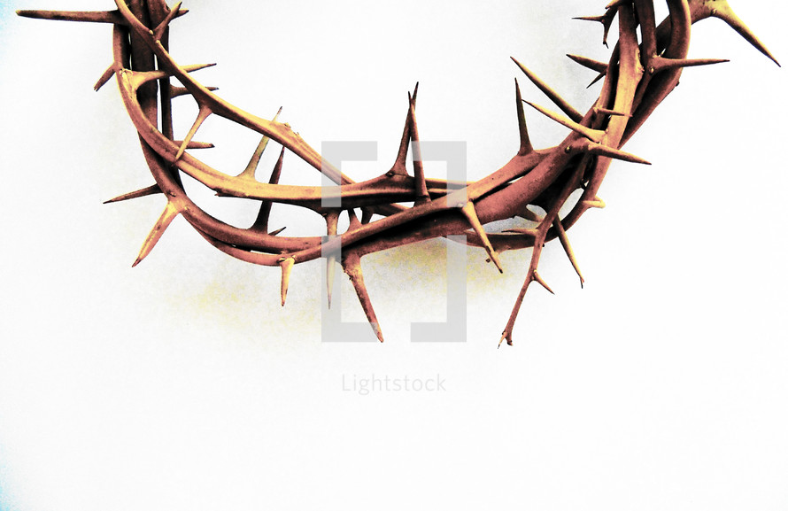 A crude crown made out of thorns as a replica of the crown that Roman Soldiers made to put on Jesus head and mock him while He was being crucified on the cross. 