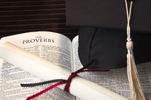 graduation, cap, diploma, Bible 